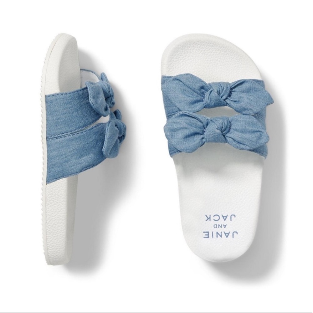 Janie and Jack Chambray Bow Slides, 6 - NWT - Picture 2 of 8